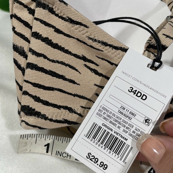 NWT Shade & Shore [ 34DD ] Light Lift‎ Bralette Bikini Top Tan Animal Lurex - Picture 12 of 12